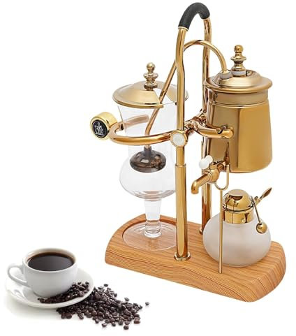 ANGDI Belgien Royal Family Balance Syphon, 400 ml belgische Luxus-Kaffeemaschine mit integriertem Filter, Vintage-Siphon-Kaffeemaschine mit Vakuum-Brühsystem, Teemaschine mit T-Griff