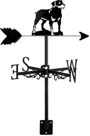 Dogs Wind Vane Creative Jack Russell Dog,Rottweiler Decoration Metal Weathervane Roof Mount for Outdoor Garden Patio Yard Farm Scene Ornament(Rottweiler Dog)