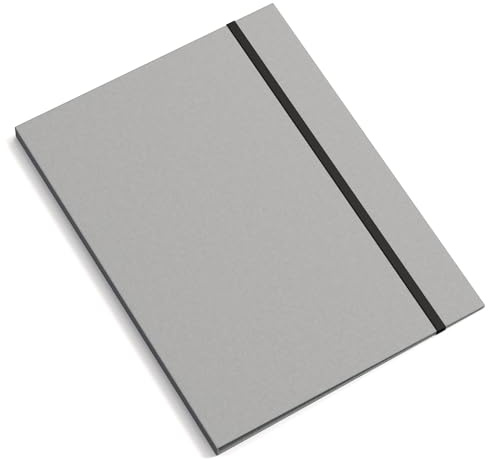 BIGSO PAULINA Carpeta A4 con banda elástica – Carpeta para documentos, archivos, documentos, etc. – Carpeta de cartón y papel – Gris