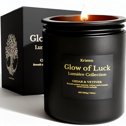 Scented Candle for Women & Men, Cedarwood & Vetiver Natural Soy Candle, Fragrances Candle for Home Décor 7.05oz, 42-Hour Burn