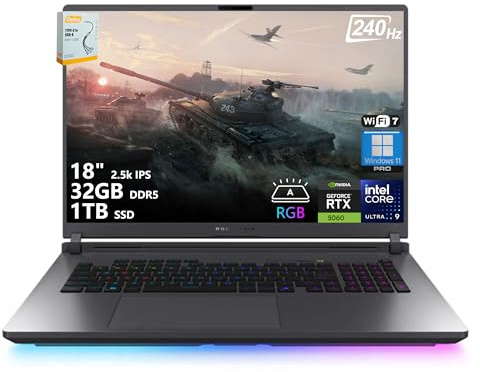 ASUS ROG Strix G18 G815 Gaming AI Laptop | 18 2.5k IPS 240Hz (100% DCI-P3, 3ms) | Intel 24-Core Ultra 9 275HX | 32GB DDR5 1TB SSD | GeForce RTX 5060 | RGB retroilluminato Wi-Fi7 Win11 Pro Accessorio