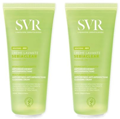 Sebiaclear Crème Lavante – Nettoyant Doux Visage & Corps – Peaux à Tendance Acnéique Déshydratées – Zinc & Niacinamide – Hydrate, Répare & Apaise – Hypoallergénique – Lot de 2x200ml