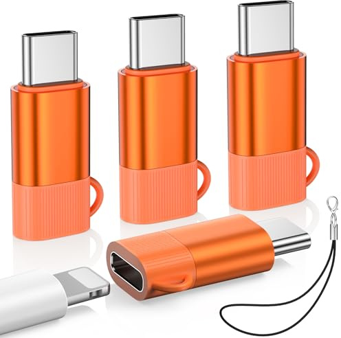 Paquete de 4 adaptadores Lightning a USB C para iPhone 15/16/17/17 Pro Max, para cargador de iPhone 17/16, carga rápida y transferencia de datos, cable conector de carga tipo C, no para iPencil