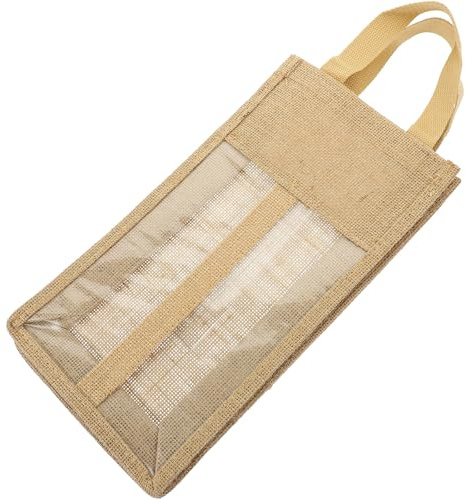 Abaodam Transparentes Weintasche aus Leinen mit Pvc 2-geteilt Tragbar und Robust Geschenkverpackung für Weinflaschen zu Weihnachten und Partys