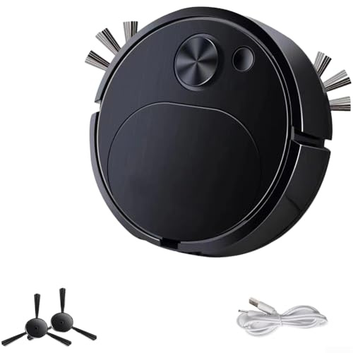 Robot Aspirador 3 en 1 Barrido Succión Trapeador Compacto 18 Cm Diseño Delgado Para Limpieza del Piso Hogar Batería Incorporada Recargable USB (B)