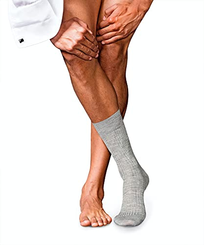 FALKE Men's No. 7 M SO Wool Plain 1 Pair Socks, Grey (Light Grey Melange 3388), 7-8