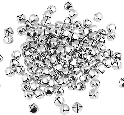 Naler 120 Stück Glöckchen Silber Schellen aus Metall Glocke für Geschenkdeko Basteln Fest Dekoration - 12 mm