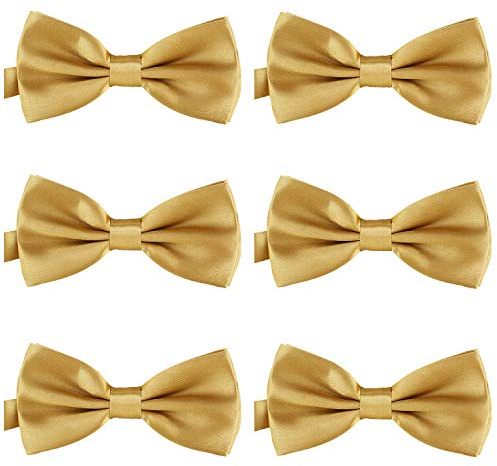 DonDon Set da 6 papillon da uomo 12 x 6 cm già legato e infinitamente regolabile Oro