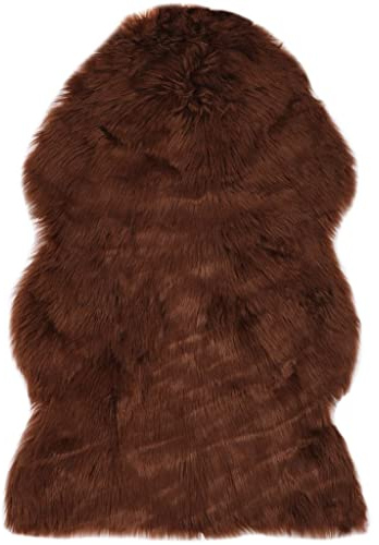 vidaXL Alfombra de Piel de Oveja Sintética Casa Hogar Jardín Decoración Diseño Estilo Salón Comedor Dormitorio Habitación Interior 60x90 cm Marrón