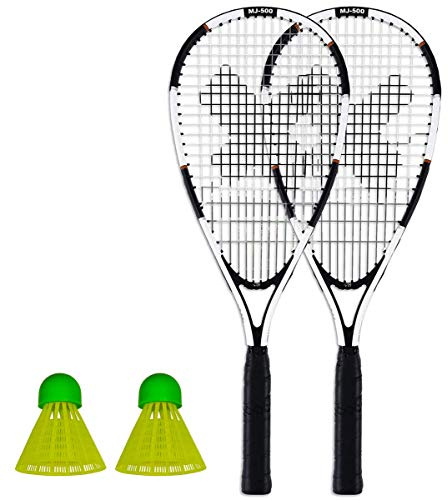 Pure2Improve Set di racchette da badminton Speed composto da 2 racchette, 2 volani e borsa per il trasporto Powered by XQmax