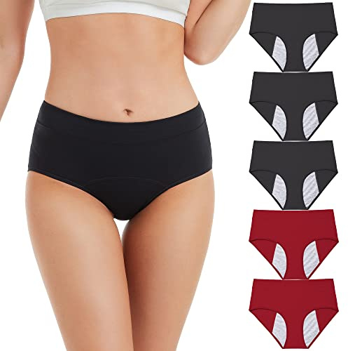 HATSURE Period Underwear for Women Leak Proof Cotton Overnight Menstrual Panties Briefs Multipack (X-Large)