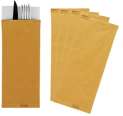 VIRSUS 500pz Portaposate 10x25cm con tovagliolo + 500pz Carta Paglia 30x40cm Tovagliette Monouso in Carta Paglia color Avana - M