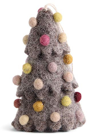 Én Gry & Sif Weihnachtsanhänger Baumschmuck Filz grau, Weihnachten, Winter, Christmas Tree Topper, Baumschmuck, Grün, Rot, Rosa, Gelb