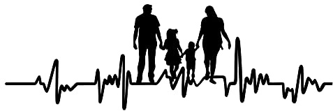 Aufkleber Herzschlag Tiere Breite 27cm Lifeline Heartbeat Deko Sticker Selbstklebend für Auto Kühlschrank Laptop Autoaufkleber K150 (Schwarz Glanz, 07 Familie)