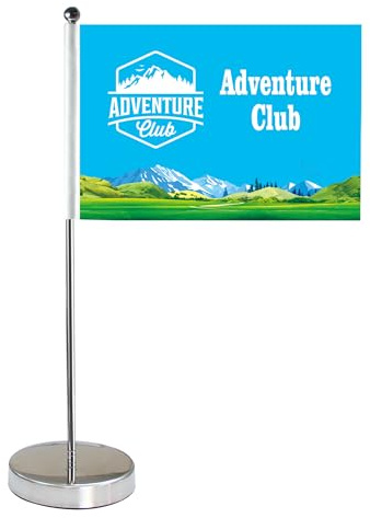 QSUM Custom Table Flag 9 x 6- Custom Table Flag Print Your Own Design/Image Signs, Include Stainless Steel Base and Adjustable Pole