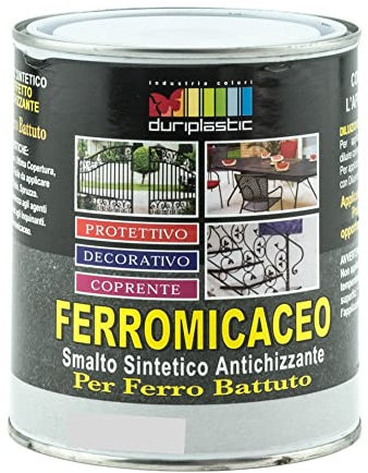 DURIPLASTIC Durilux Smalto Sintetico Ferromicaceo Antichizzante Protettivo per Ferro e Creazione Ornamentali Stile Antico Moderno e Ferrobattuto (Litri 0,750, Grigio Scuro)