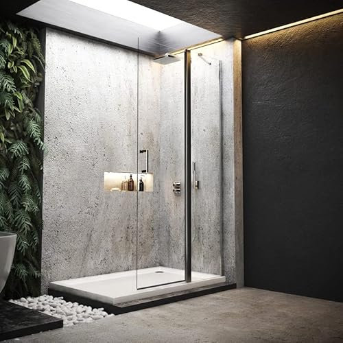 BD-Baode Duschkabine 100cm Walk-in faltbar Dusche mit Stabilisator Duschabtrennung aus 5mm ESG NANO Sicherheitsglas 185cm Höhe, OHNE Duschwanne