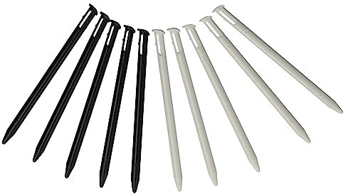 vhbw 10x Stylos de Saisie Compatible avec Nintendo New 3DS Console de Jeux - 7,7 cm, Noir/Blanc