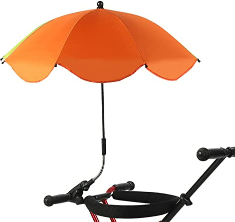 Sombrilla Ajustable Universal Con Abrazadera Para Silla de Playa, Patio, Cochecito y Deportiva - Protección UV (Naranja)