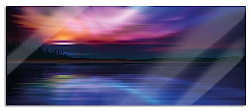 Pixxprint Glasbild Panorama, Wandbild aus Echtglas, Nordische Polarlichter, 120x50 cm, inkl. Aufhängung und Abstandshalter