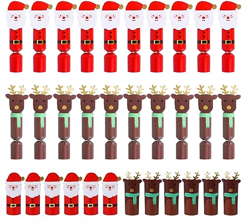 Scatole per caramelle natalizie, 32 pezzi, Babbo Natale, renna di Natale, cracker, scatole regalo fai da te, per Natale, caramelle, biscotti per bambini, decorazioni
