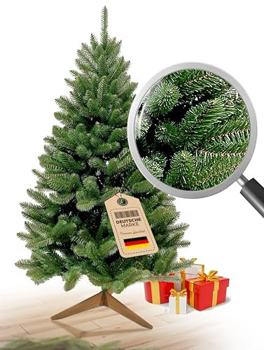 Heimflix Künstlicher Weihnachtsbaum 180cm | Modell 2024 mit grünem Naturstamm & stabilem Holzständer | Tannenbaum künstlich | naturgetreu wie echte Nordmanntanne (Klassisch, 180 cm)