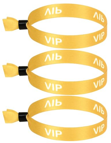100 Pack VIP Wristbands for Events, Secure Tamper-Proof Cloth Identification Bracelets with One-Time Lock, Adjustable Heat Transfer Printed Entry Bands for Festivals and Parties, Yellow