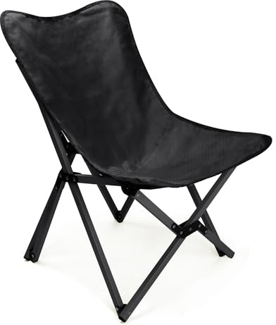 Outplea Silla de Camping con Bolsa, Sillas de Playa Plegables Resistentes, Ligera Sillas Terraza Exterior de Acampada Jardin Picnic, Negro & Negro