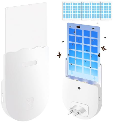 Flohfalle für Wohnung Elektrisch, Klebrige Flohfalle, Flohfallen mit 5 Klebescheiben, Kakerlaken Falle, LED Flohlichtfalle, Flea Trap Lampe, Kuppelflohfalle, Insektenfalle (A)