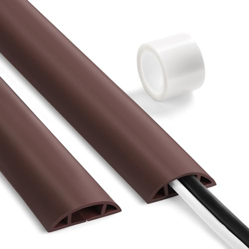 Gaine de câble de plancher en LZEOY pour fils au sol, passe-câbles discret, compatible avec le bureau et la moquette - 0,9 m - Marron