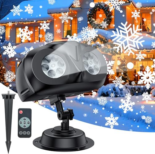 Snowflake Projector Lights Outdoor, IP65 Waterproof Owl Shaped Dynamic Led Christmas Projector Lights Outdoor with Remote Control, for Xmas, Party, Wedding and Patio, Indoor Outdoor