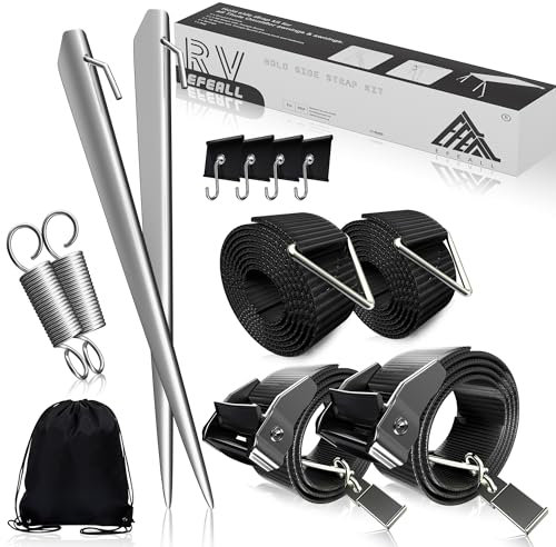 EFEALL Sturmband Markise Set für Thule Omnistor Mit 4X Kederösen, Vorzelt Wohnwagen Hold Down Side Strap Kit Mit Sturmleine, Wohnmobil Zubehör Mit Camping Sturmbänder