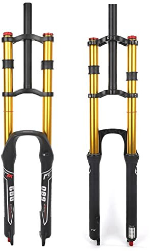 26 27.5 29 Inch Mountain Bike Fork Suspension Downhill Rebound Adjust Air Fork 130mm Travel Double Crown Straight Front Fork Disc Brake QR Manual Locking XC/AM/DH