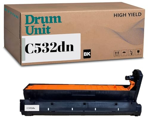 KIYOR C532 Drum Unit Compatible for OKI 46484101 46484102 46484103 46484104 ,High Yield Work with C532 C532dn MC573 MC573dn Image Drum (1Black)