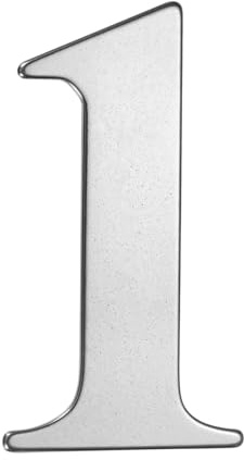M METERXITY 1 Pcs Numéro de Maison autocollant, 4 Pouce en Acier Inoxydable 304 Numéro de Boîte aux Lettres Numéro d'Adresse pour la Maison/Bureau/Hôtel/Ferme [Numéro 1, Argenté]
