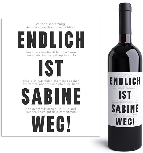 Abschiedsgeschenk Kollegen personalisierte Weinetiketten Kollegin Abschied Jobwechsel Geschenk Weinflasche Flaschenetiketten selbstklebend 2 Stück | 10x12 cm