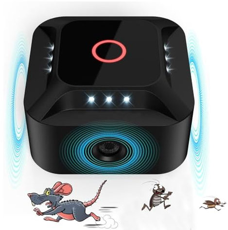 WARDBES Ultraschall Mäuseabwehr 360°, 3 Arbeitsmodi Nagetiermäuse Vertreiben Einstecken mit LED-Licht, 300 m² Reichweite Mäusevertreiber Rattenabwehr Innenbereich für Ratten Spinnenmotte Ameise
