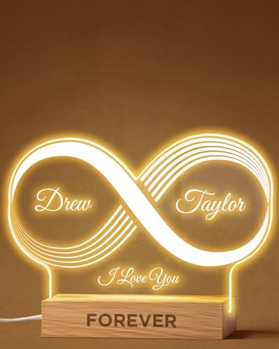 Panorama Personalisiert Lampe mit Foto und Text - Unendlichkeitstext - 22x15 cm - Personalisierte Fotolampe LED - Geschenke für Männer, Frauen, Valentinstag oder Jahrestag - Deko Licht mit Bild
