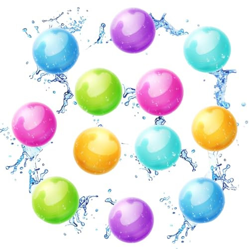 Lubolee Wasserbomben Wiederverwendbar mit Netzbeutel, Outdoor Spielzeug Wasserbomben Wasserspielzeug Kinder (12 Stück)