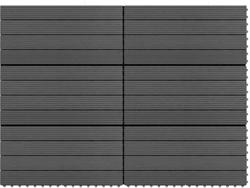 Xichuzi Terrassenfliesen 6 STK Balkonbodenbeläge Wetterfest, Terrassenplatten, Terrassendielen, Balkonboden, Bodenfliesen Im Außenbereich, WPC 60x30 cm 1,08 m² Schwarz