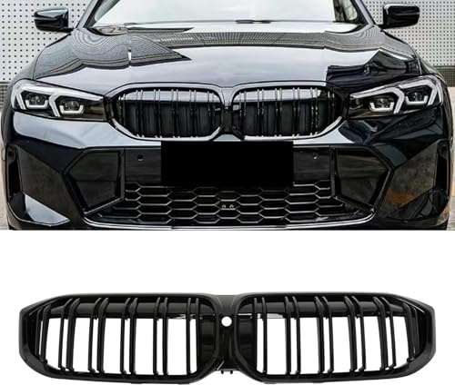 Gangying G20 G21 Nieren Schwarz,Kühlergrill für BMW 3 Series G20 G21 LCI Facelift Grill Schwarzer Glanz Doppelsteg Nieren 2023 2024 2025 2026