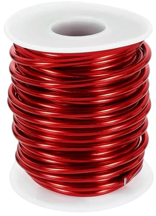 QUARKZMAN 9 Gauge Basteldraht Aluminiumdraht 3,0mm x 10m (D x L) Flexibler Biegsamer Aludraht Metall Schmuckdraht Blumendraht für Schmuckherstellung Modellieren Basteln DIY, Rot