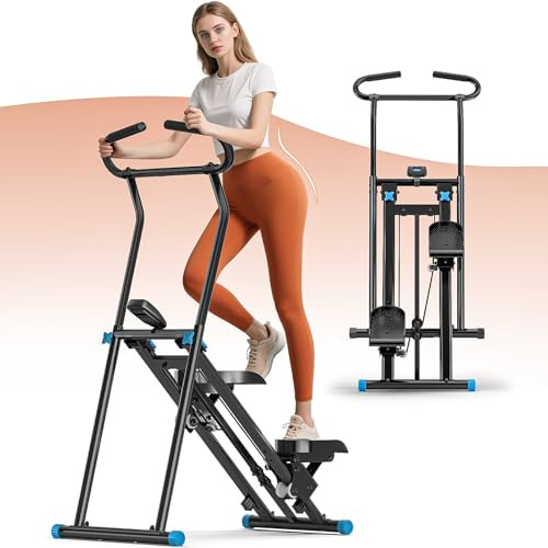 FitNexus Stair Stepper for Home Gym, 350lbs Stepper Climber Machine with LCD Display, Non-Slip Pedals & 350lb Capacity Compact Folding Cardio Exercise Climber (Blue)