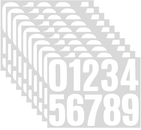 LIQWEI 10 Blatt Zahlen Aufkleber Weiß, 10 cm Wasserdichte Mailbox Nummern Aufkleber Vinyl Nummernaufkleber Selbstklebende Klebezahlen Zahlenaufkleber für Postkasten Schilder Hausnummern