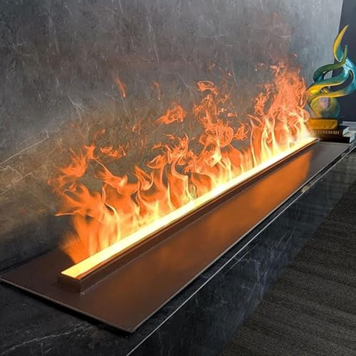 3D-Wasserdampf-Kamin, zerstäubter Kamin mit 7 einstellbaren Flammenfarben und 5 Helligkeitsstufen, gebürsteter Edelstahl, Touch/Fernbedienung, 80 cm