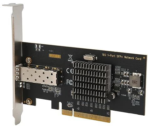 Jectse Tarjeta de Red PCIe Nic de 10GB, Puerto Único SFP+ para Controlador 82599en, Adaptador LAN PCIe Ethernet para, 10/100/1000/10000mbps