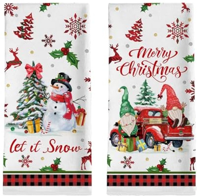 PIujsym 43 x 66cm Weihnachtsdeko Geschirrhandtücher Set, Tisch Geschirrtücher Weihnachten Geschirrtuch Weihnachten, Festliche Weihnachtsdeko Küche & Praktisches Christmas Decorations