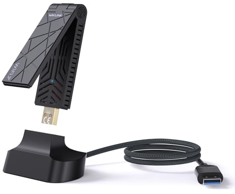 USB WiFi Adapter for Desktop PC Laptop, WAVLINK WiFi 7 BE6500 Tri-Band Wireless Network Adapter, New 6GHz Band Support, Up to 6452Mbps, WPA3, 4K-QAM, MU-MIMO, OFDMA, MLO & Multi-RU, Windows 11/10 Only