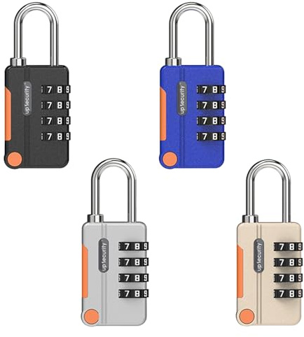 4 lucchetti a combinazione, con codice a 4 cifre, impermeabili, in metallo resistente, per armadietti da palestra, armadietti, biciclette, cancelli, valigie da viaggio (nero, grigio, blu, giallo)