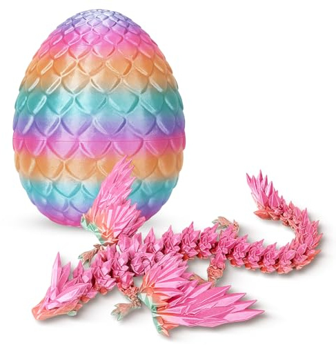3D Printed Dragon, Dragon Egg, 3D Dragons, Detachable Winged Dragons Inside Crystal Egg, Articulated Dragones Toys for Collection and Display（Random Color）